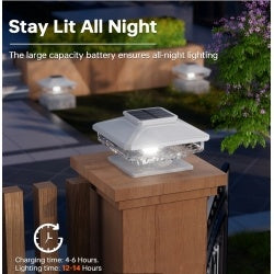 8 Pack Outdoor Solar Post Cap Lights Cold White For 4x4 5x5 6x6 Wood Posts In Garden Decor  IP65 Waterproof