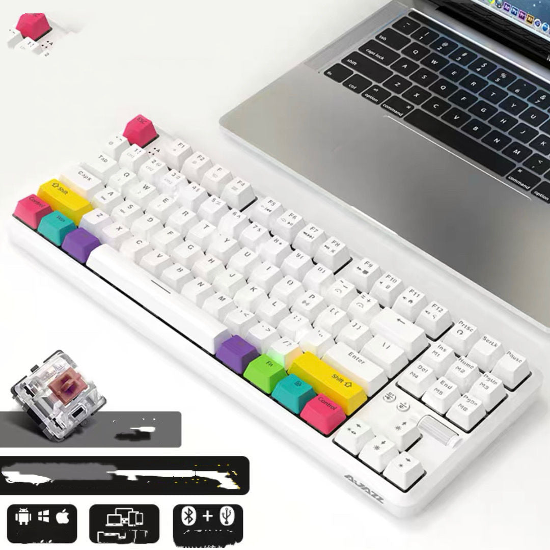 Blackmail k870t wireless Bluetooth wired dual mode mechanical keyboard 87 key RGB office game mobile phone tablet