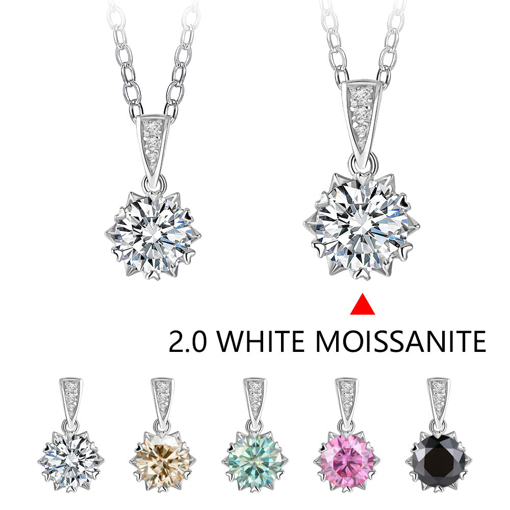 Special-interest Design 2 Karat Sterling Silver Color Moissanite Snowflake Necklace Fashion Versatile