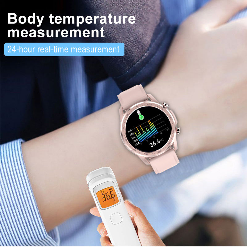 Full Circle Body Temperature And Blood Oxygen Monitoring Waterproof Smart Watch