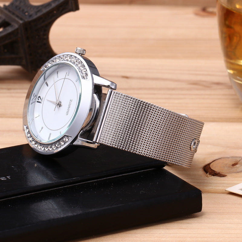 Mesh Strap Stainless Steel Strap Decorative Metal Digital Casual Watch Quartz Watch