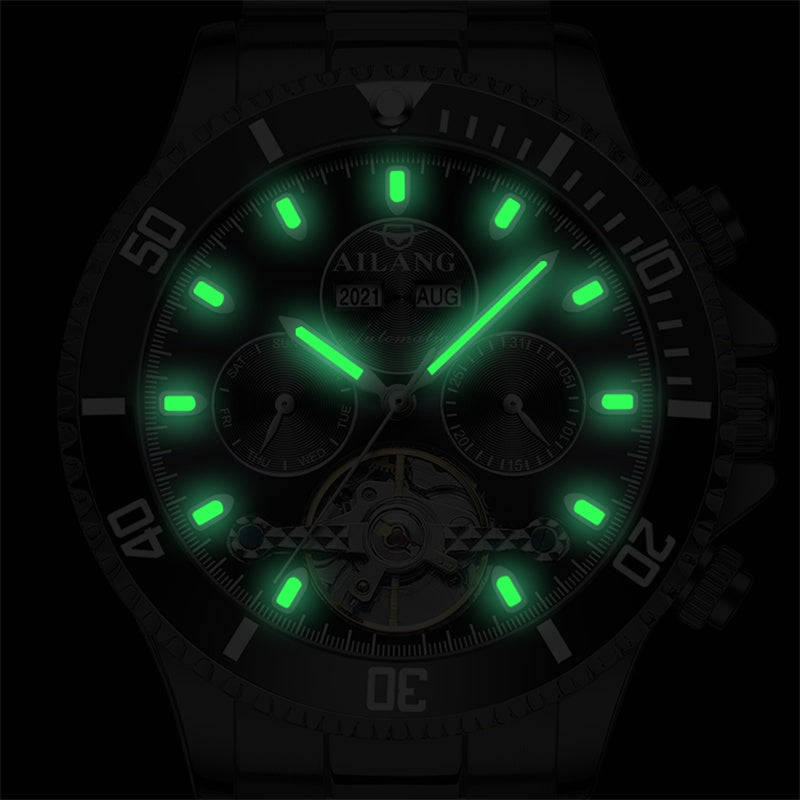 Automatic Green Hollow Mechanical Luminous Watch