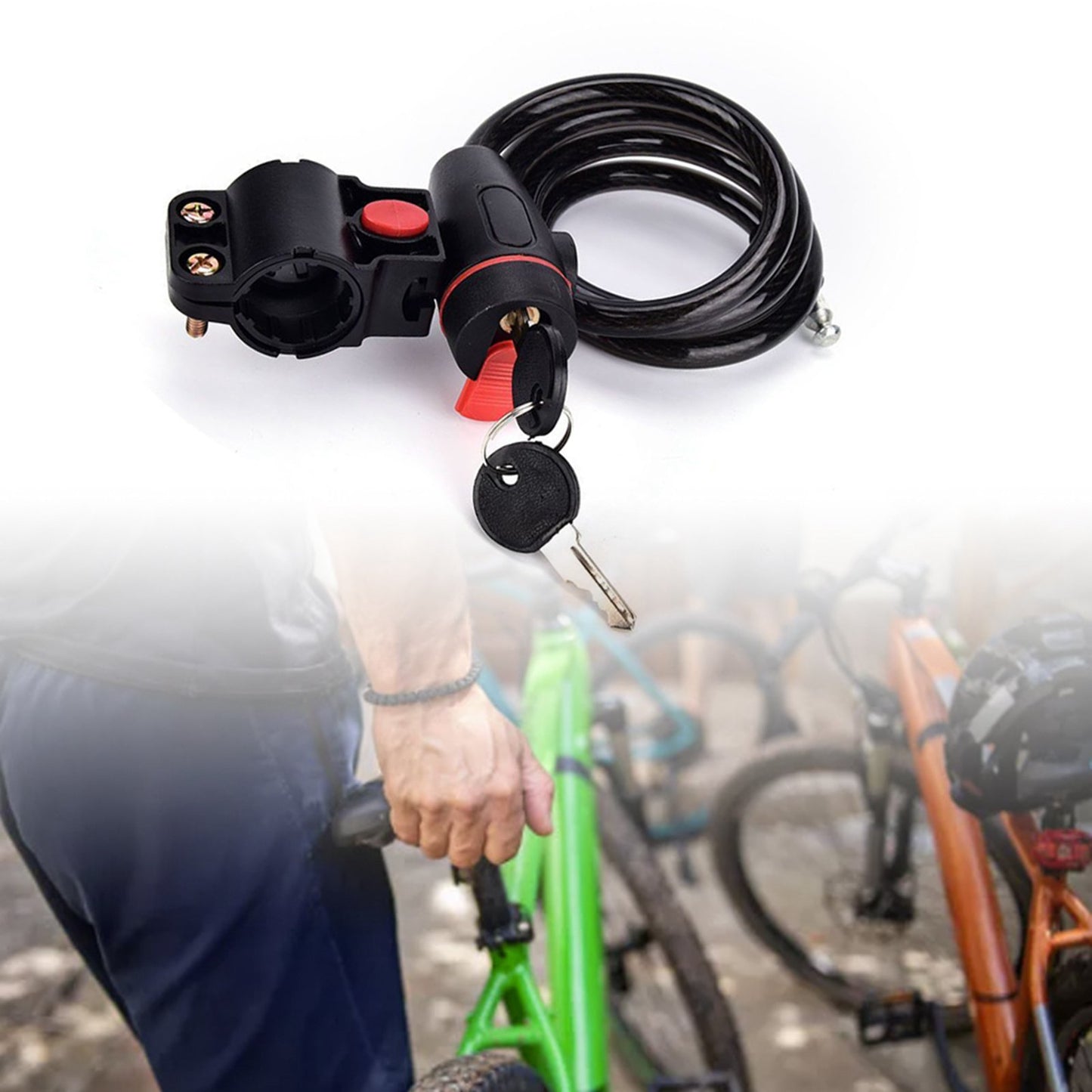 Bicycle Anti Theft Lock Mountain Bike Lock Cable with Key for Outdoor Riding Equipment