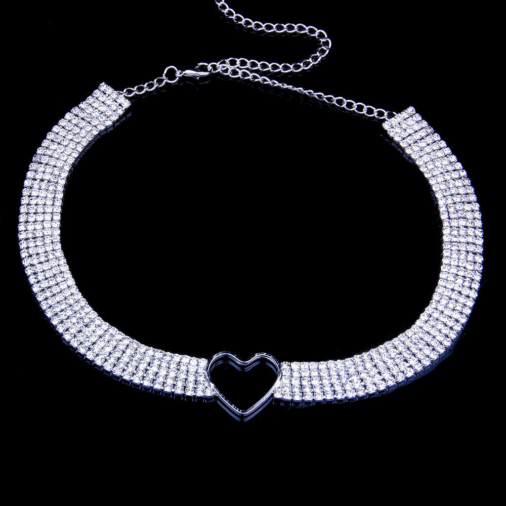 Women's Fashion Simple Rhinestone Heart-shaped Necklace