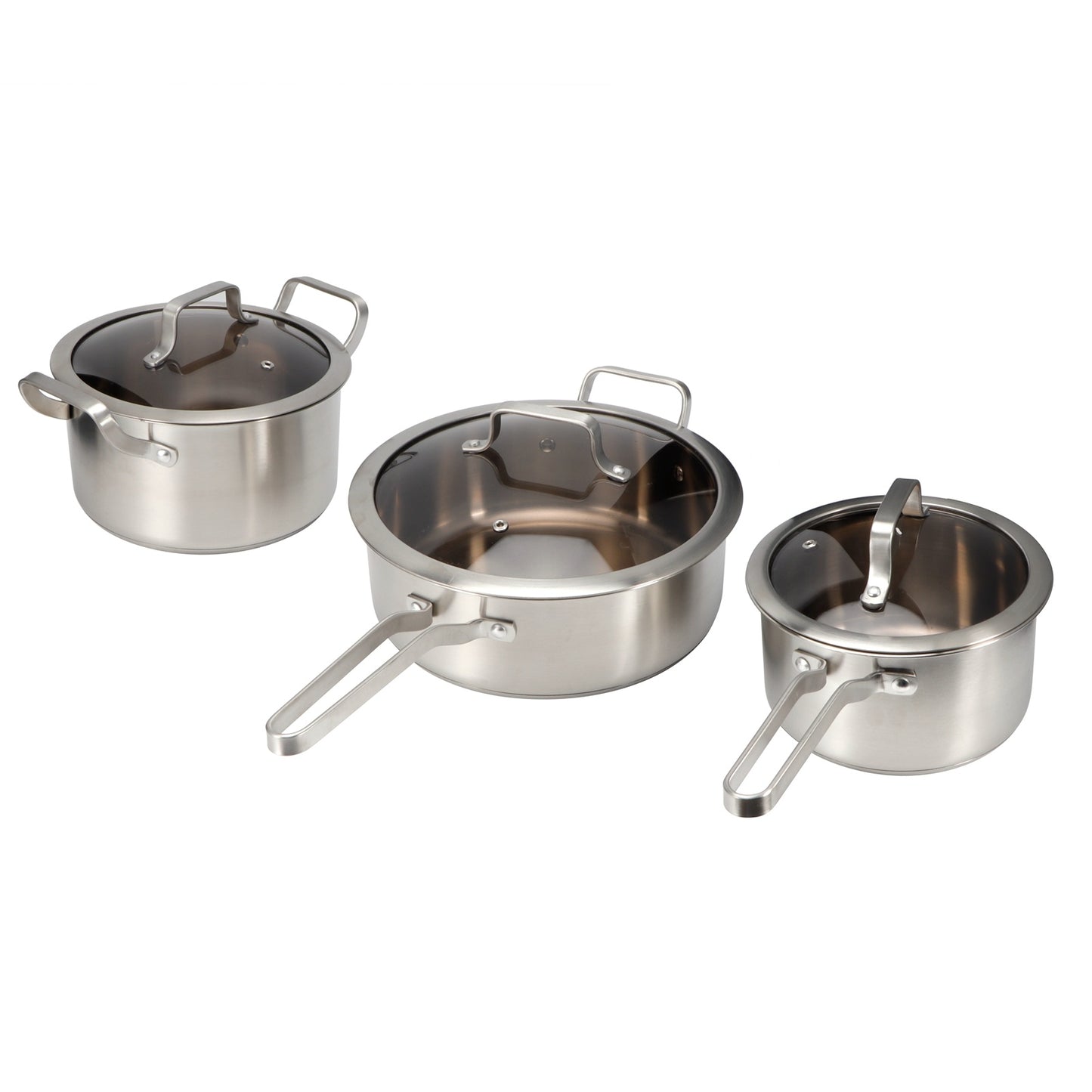 3PCS/Set Stainless Steel Cookware Set Soup Pot Frying Milk Pan with Compound Bottom for Kitchen