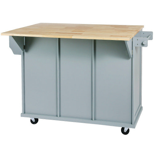 Kitchen Trolley With Rubberwood Folding Leaf Countertops