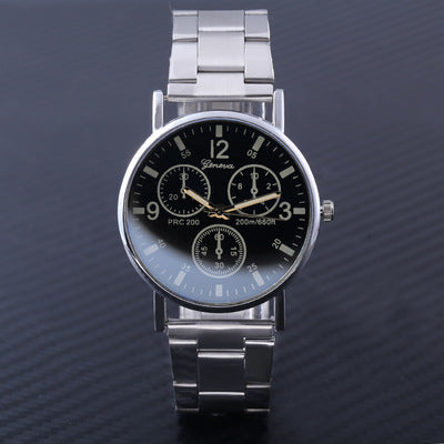 Blu-ray Glass Steel Band Men's Watch