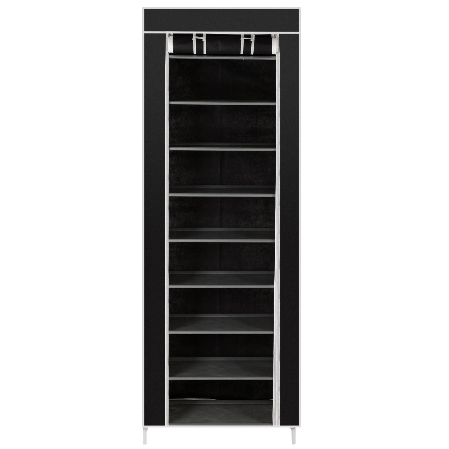 10-layer 9-panel Non-woven Shoe Cabinet Black