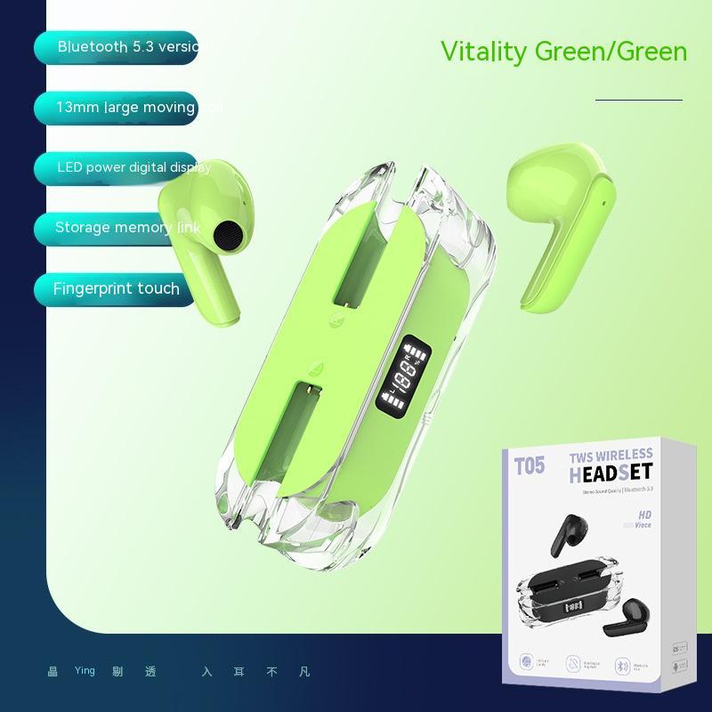 Transparent Bluetooth Headset Wireless Digital Display Bilateral Stereo