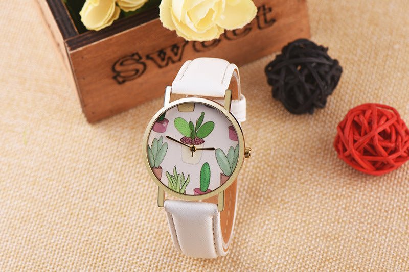 Casual Style Cactus Potted Belt Watch