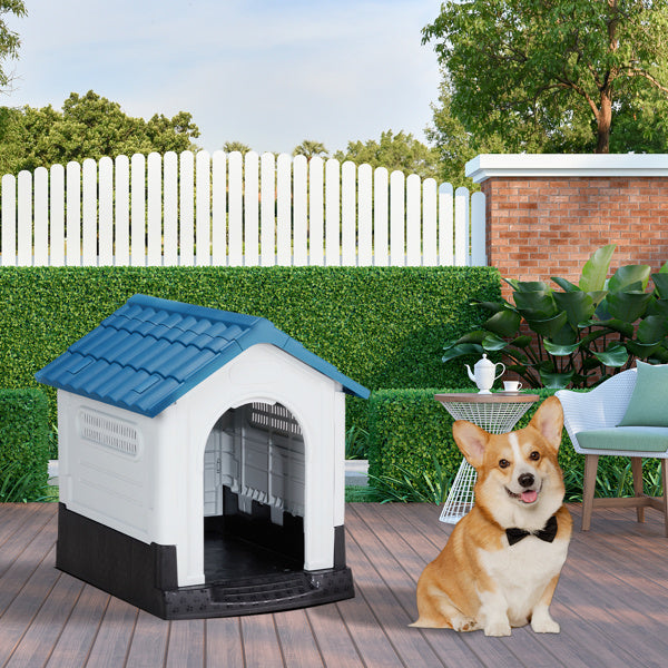 26inch Blue & White PVC Spire House Type Shutters Cat & Dog House