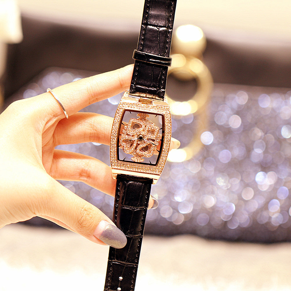 Ladies Fashion Waterproof Flower Diamond Watch