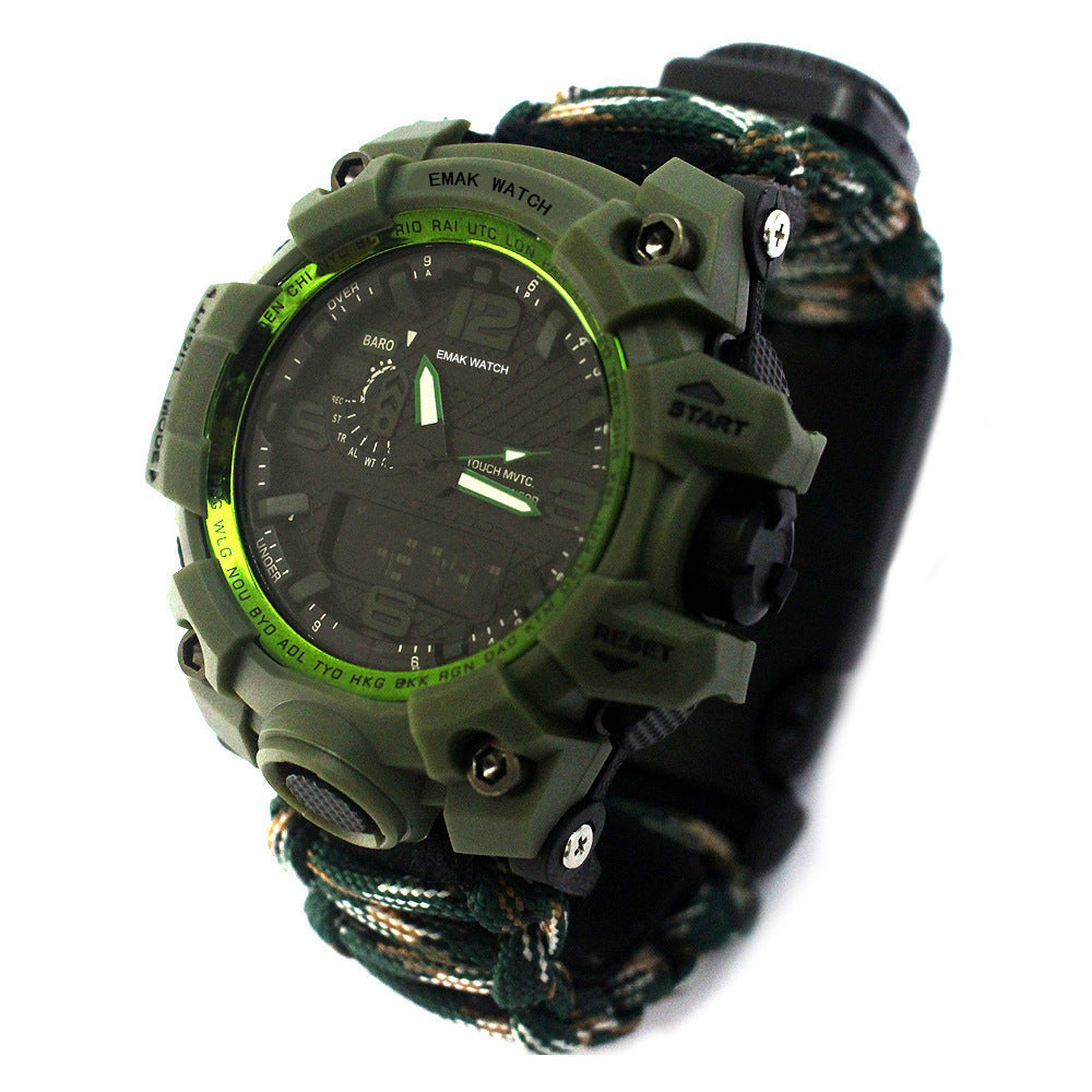 Outdoor Waterproof Multifunctional Climbing Watch Parachute Cord Woven Emergency Survival Watch