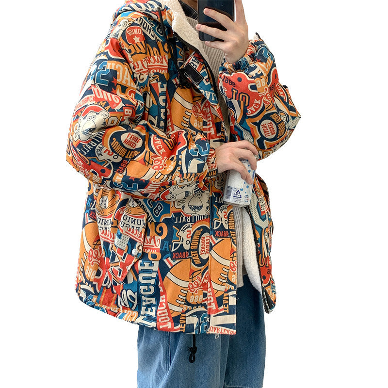 Casual Hip Hop Graffiti Cotton Coat Jacket