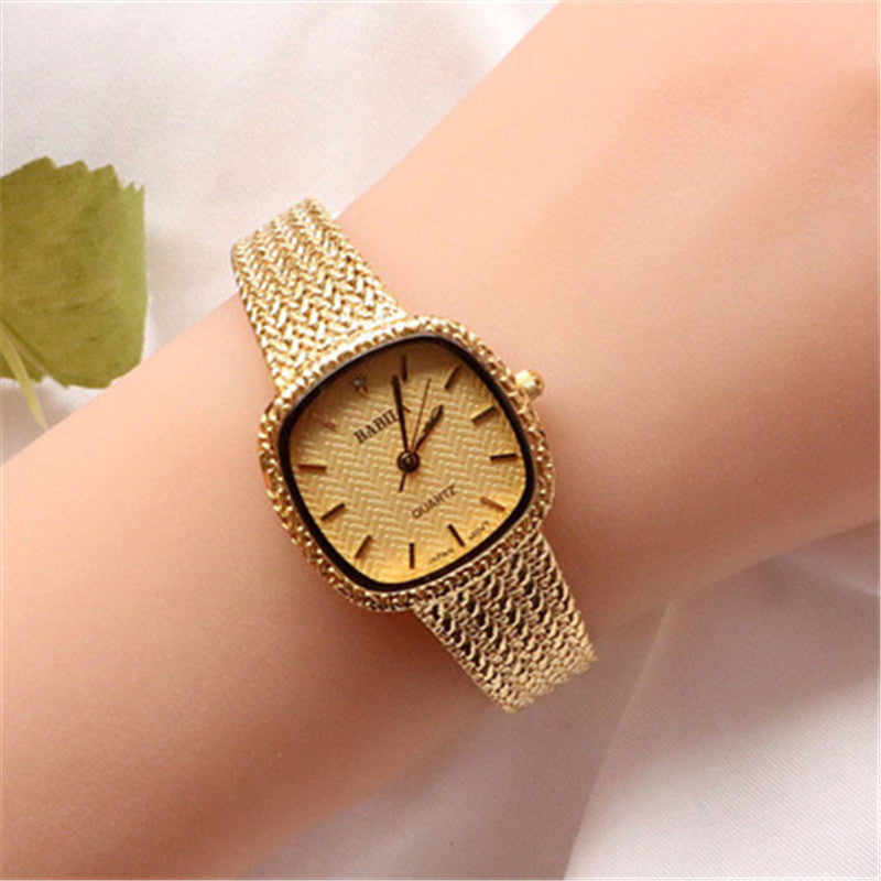 Ultra-thin Retro Sand Gold Square Watch Luxury Temperament