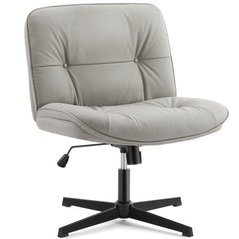 Criss Cross Legged Chair, Armless Office Desk Wide Seat No Wheels, Swivel Height Adjustable Comfy