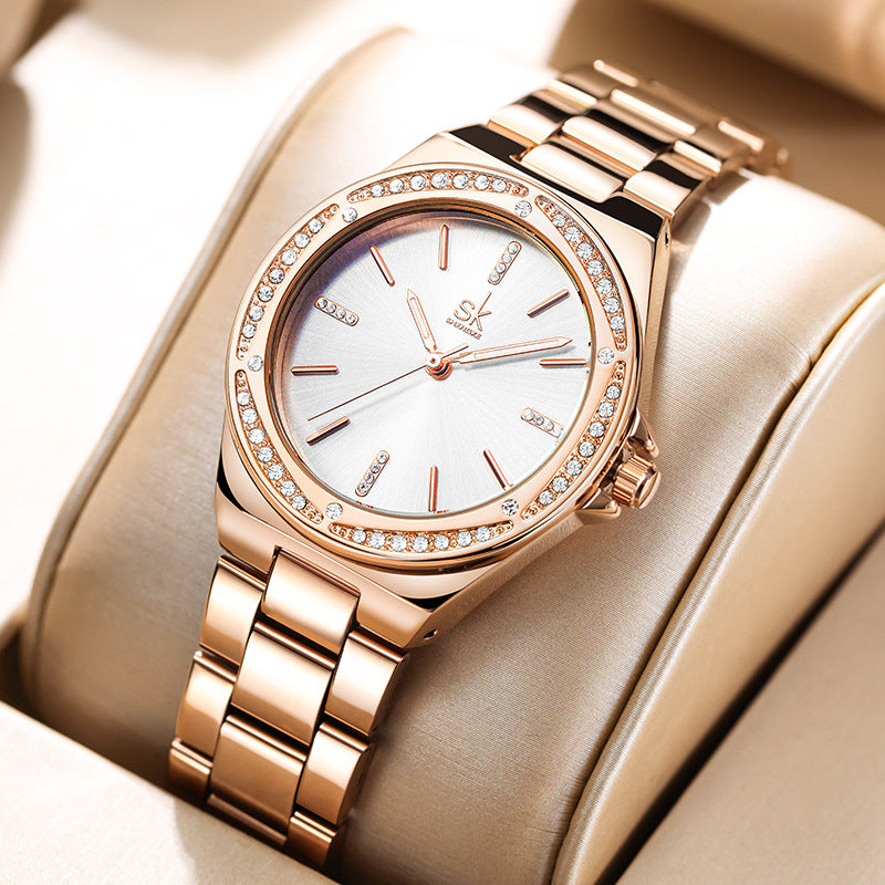 Women's Fashion Simple Zircon Quartz Watch