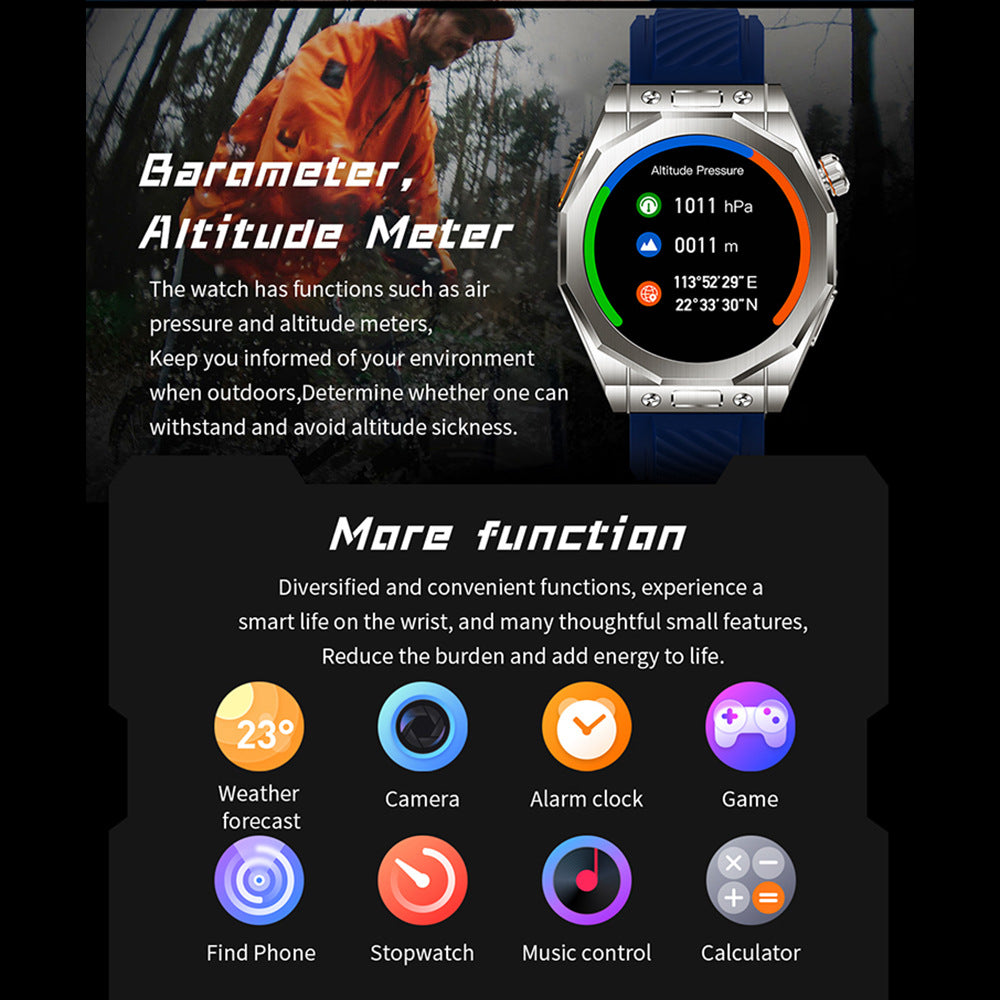 Smart Watch IP69 Waterproof GPS Track Outdoor Sports Three Strap Stainless Steel