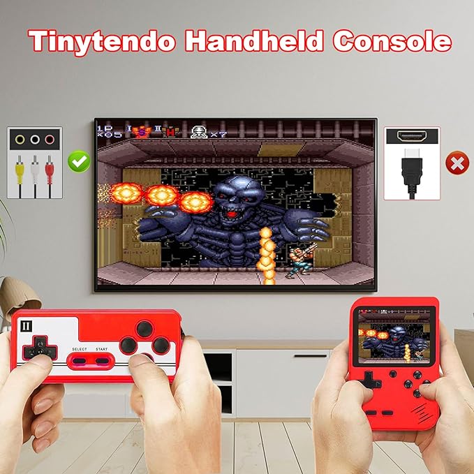 Handheld Game Console, Tiny Tendo 400 Games, Portable Retro Video Game Console, Tinytendo Handheld Console, 400 In 1 Game Console With Game Controller, Support 2 Players Play On TV