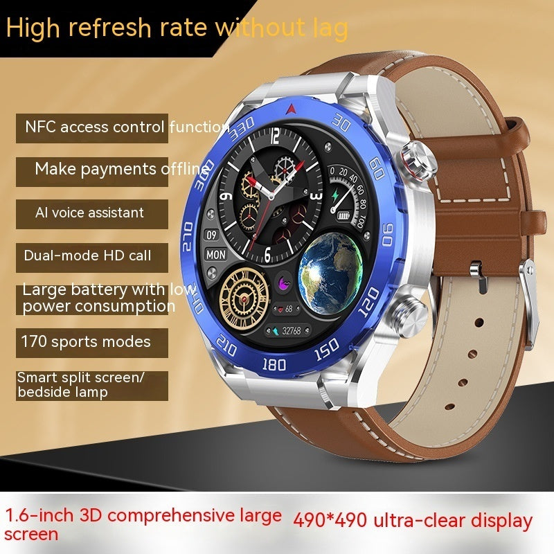 Smart Watch Waterproof Multi-functional Ultra-thin 16 Large Screen Monitoring Heart Rate Blood Pressure Bluetooth Calling