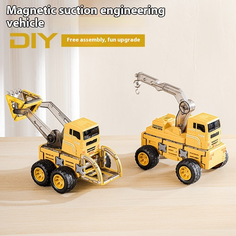 Magnetic Piece Assembly Engineering Vehicle Puzzle Building Blocks