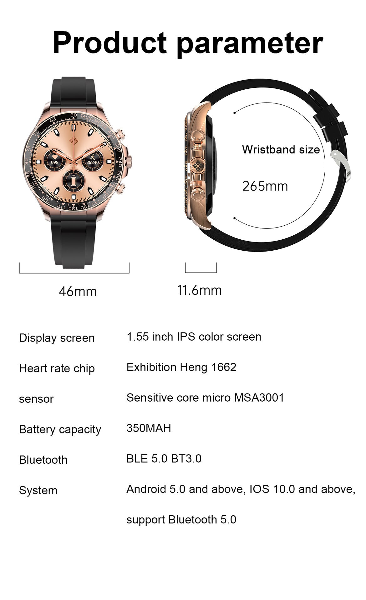 Round Screen Smart Watch EX108 Bluetooth Calling