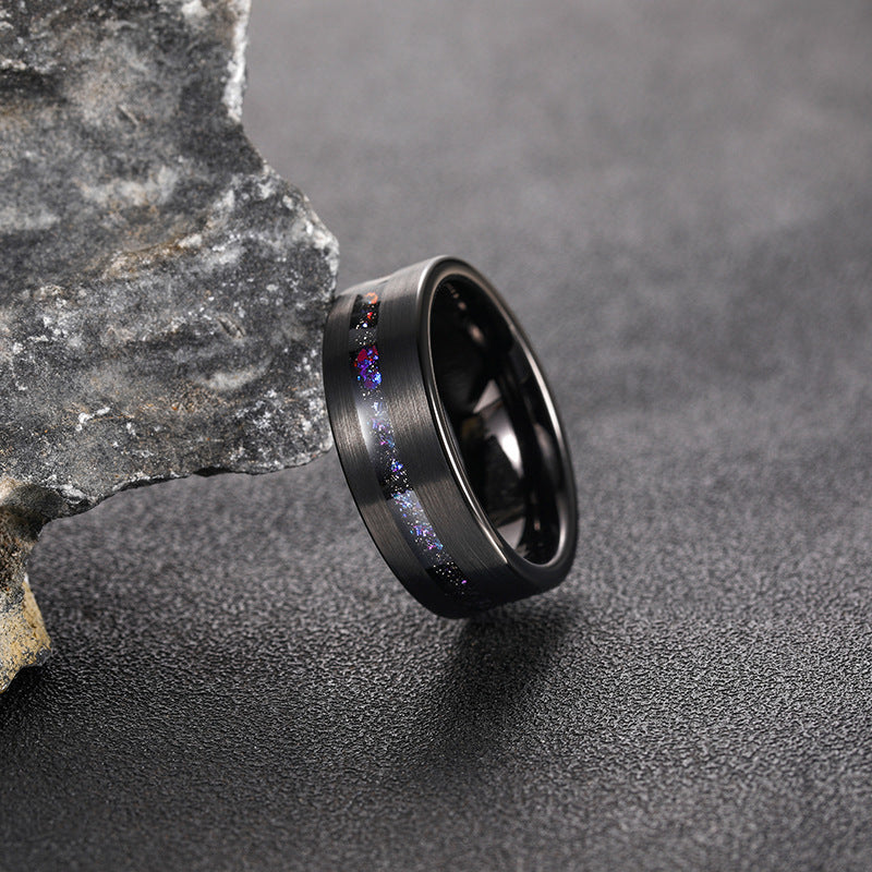 Galaxy Series Starry Sky Brushed Men Tungsten Ring