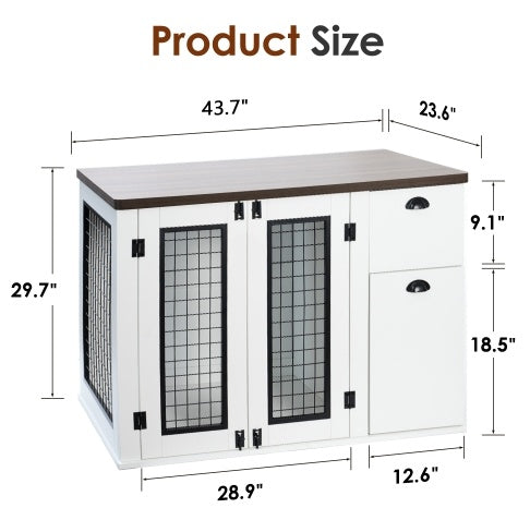 Furniture Style Dog Cage, Wooden Dog Cage, Double Door Dog Cage, Side Cabinet Dog Cage, Dog Crate