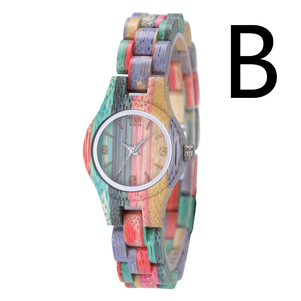 Women's Color Bamboo Fashion Quartz Watch