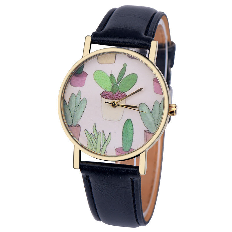 Casual Style Cactus Potted Belt Watch