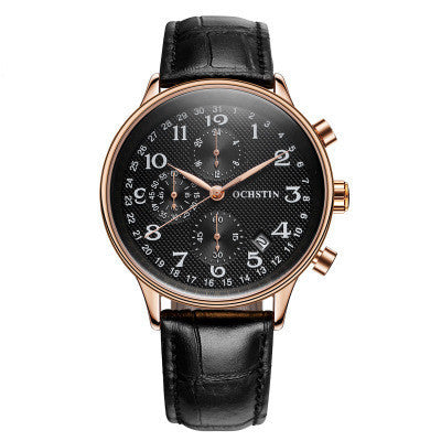 Casual Leather Waterproof Calendar Watch