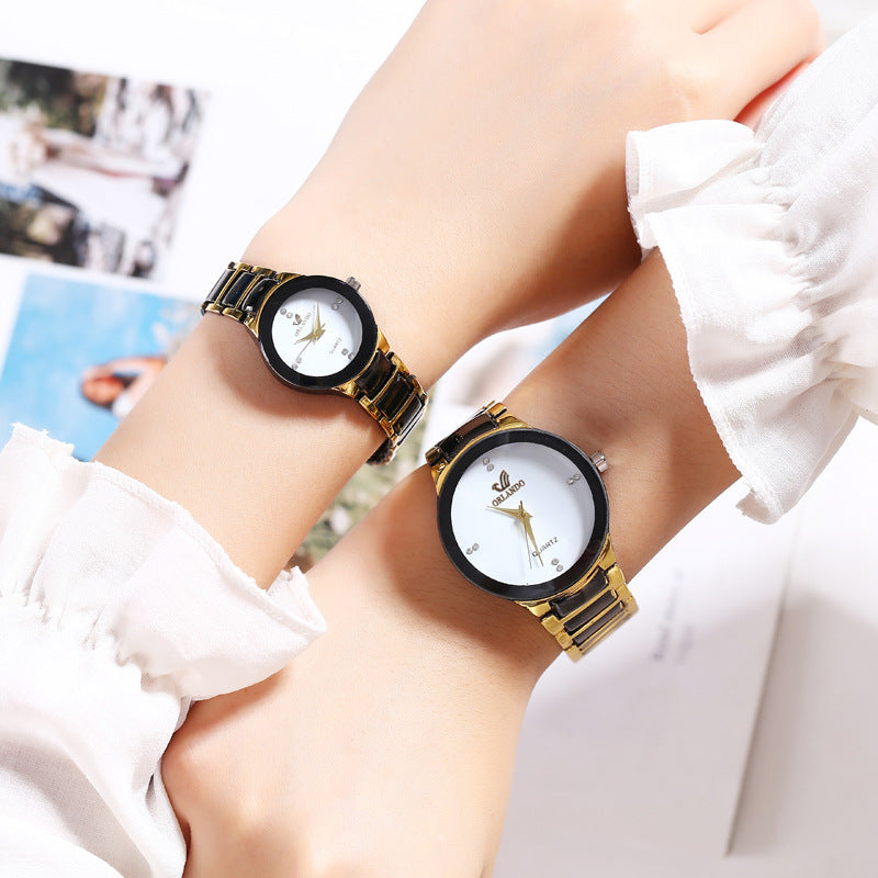 Women's Casual Rhinestone Steel Band Watch