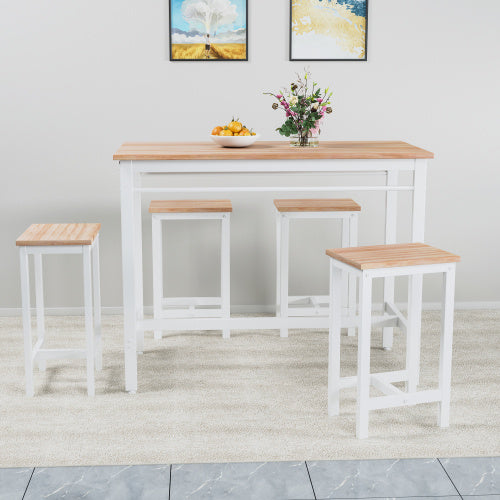 5 Piece Modern Kitchen Table Set With Four Bar Stools