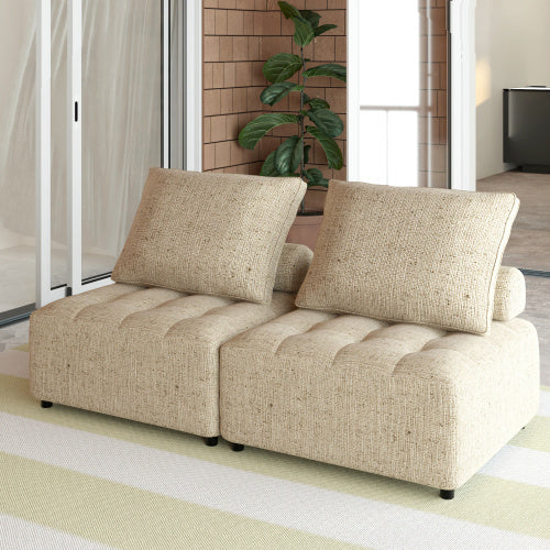 Outdoor Modular Sofa Aluminium Structure Support Cushion And Cushion Cover Detachable Fade Resistant Sofa Cover Included Light Brown - Price - Based On A Single Piece - 2 Pcs