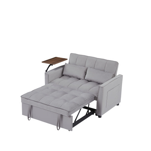 Velvet Loveseat Sleeper Sofa Bed With Side Table