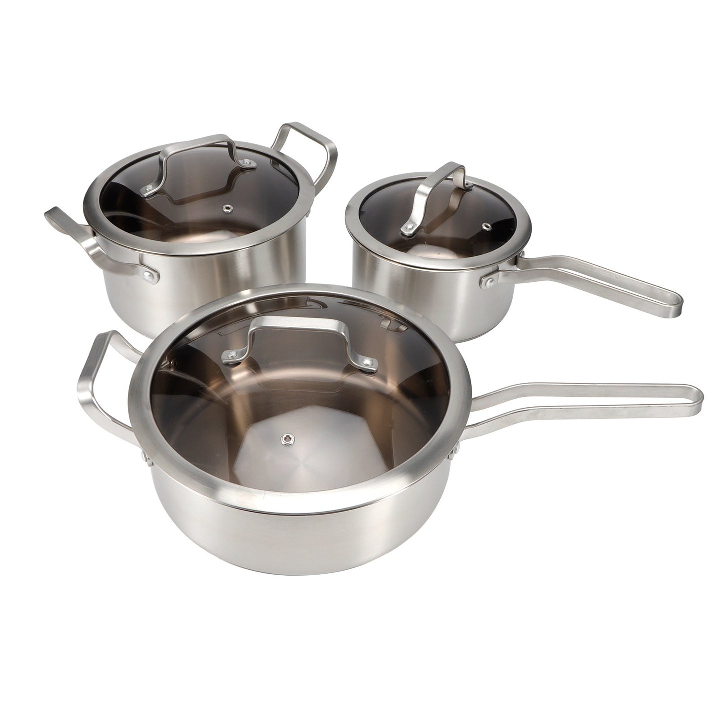 3PCS/Set Stainless Steel Cookware Set Soup Pot Frying Milk Pan with Compound Bottom for Kitchen