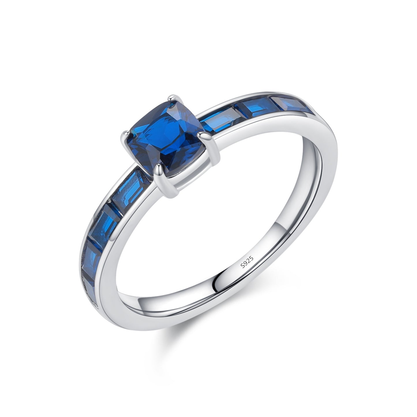 Women's S925 Sterling Silver French Retro Sapphire Ring