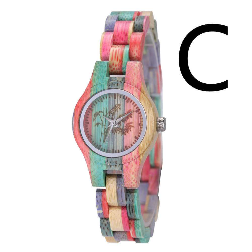 Women's Color Bamboo Fashion Quartz Watch