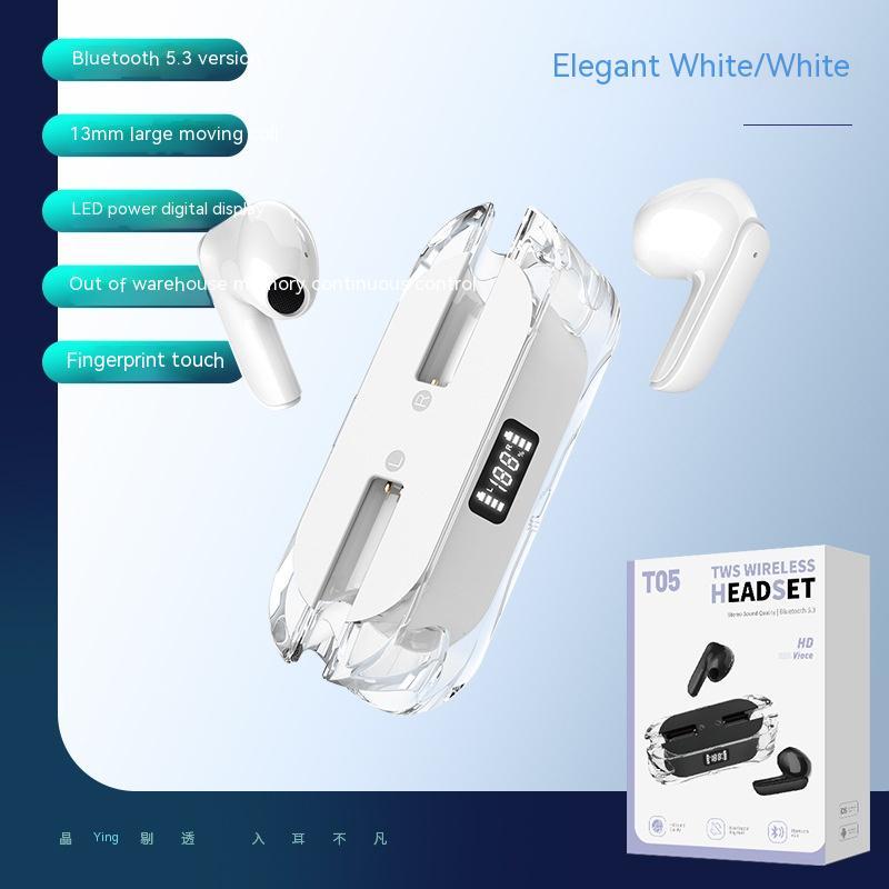 Transparent Bluetooth Headset Wireless Digital Display Bilateral Stereo