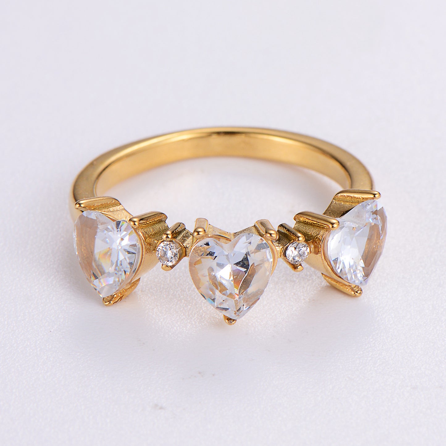 Stainless Steel Zircon Heart Ring For Women