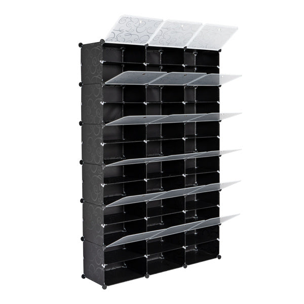 3 Rows, 12 Layers, 36 Compartments Plastic Shoe Box Storage Rack