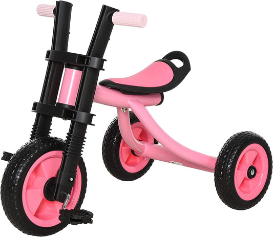 3 Wheel Kids Tricycle Toddler Walking Trikes with Adjustable Seat for 3-6 Years Old Boys & Girls Pink