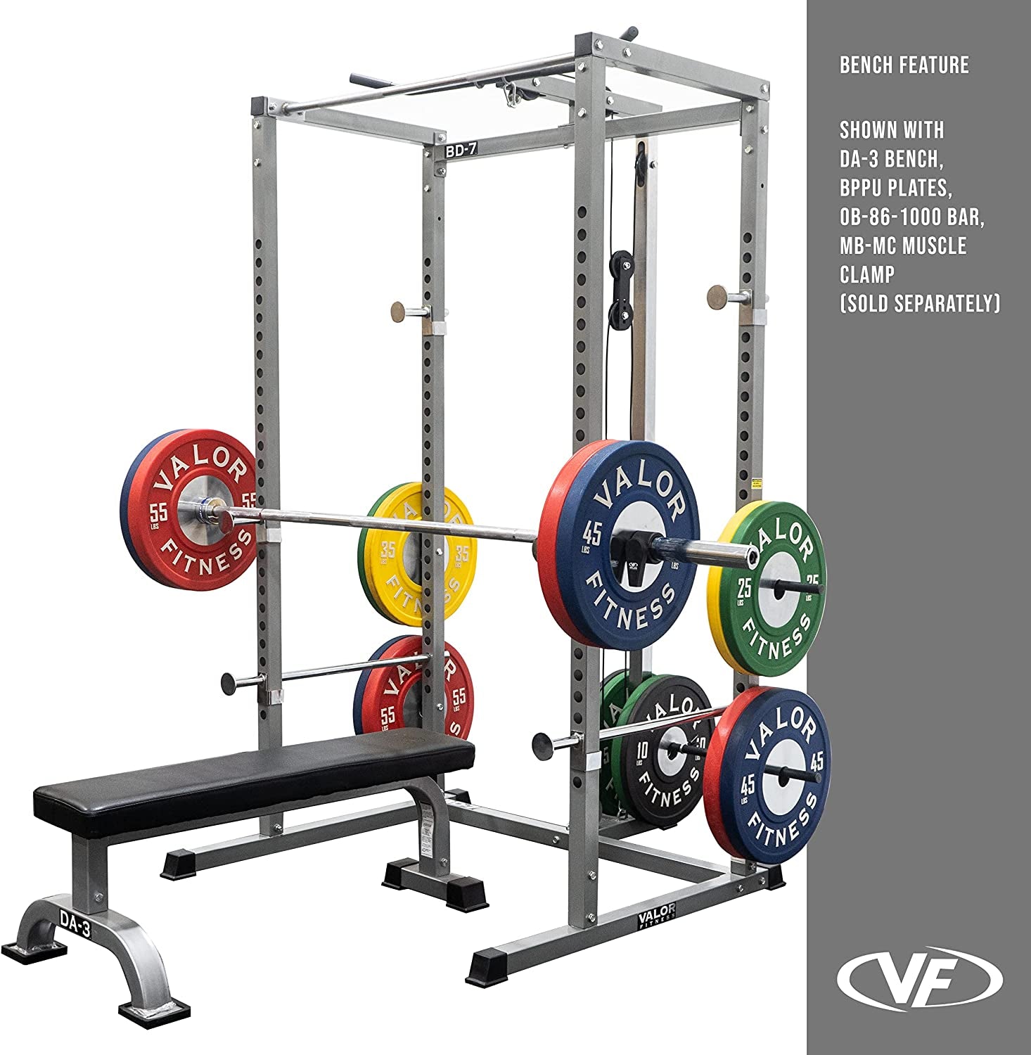 BD-7 Power Rack - Squat Rack and Bench Press Power Cage with LAT Pulldown Attachment and Other Workout Rack Bundle Options for a Complete Weightlifting Home Gym