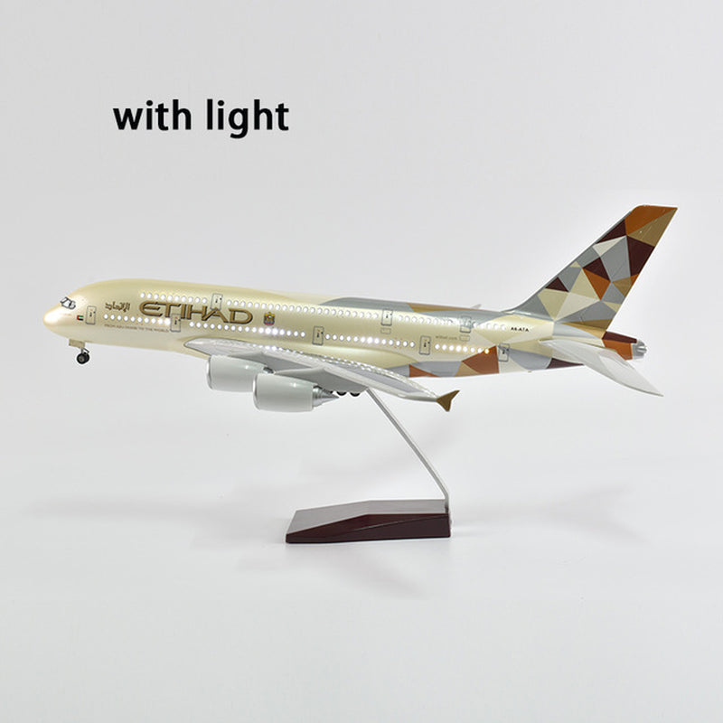 46Cm United Arab Emirates Airbus A380 Aircraft Airplane Model 1/160 Scale Diecast Resin Light and Wheel Plane Gift