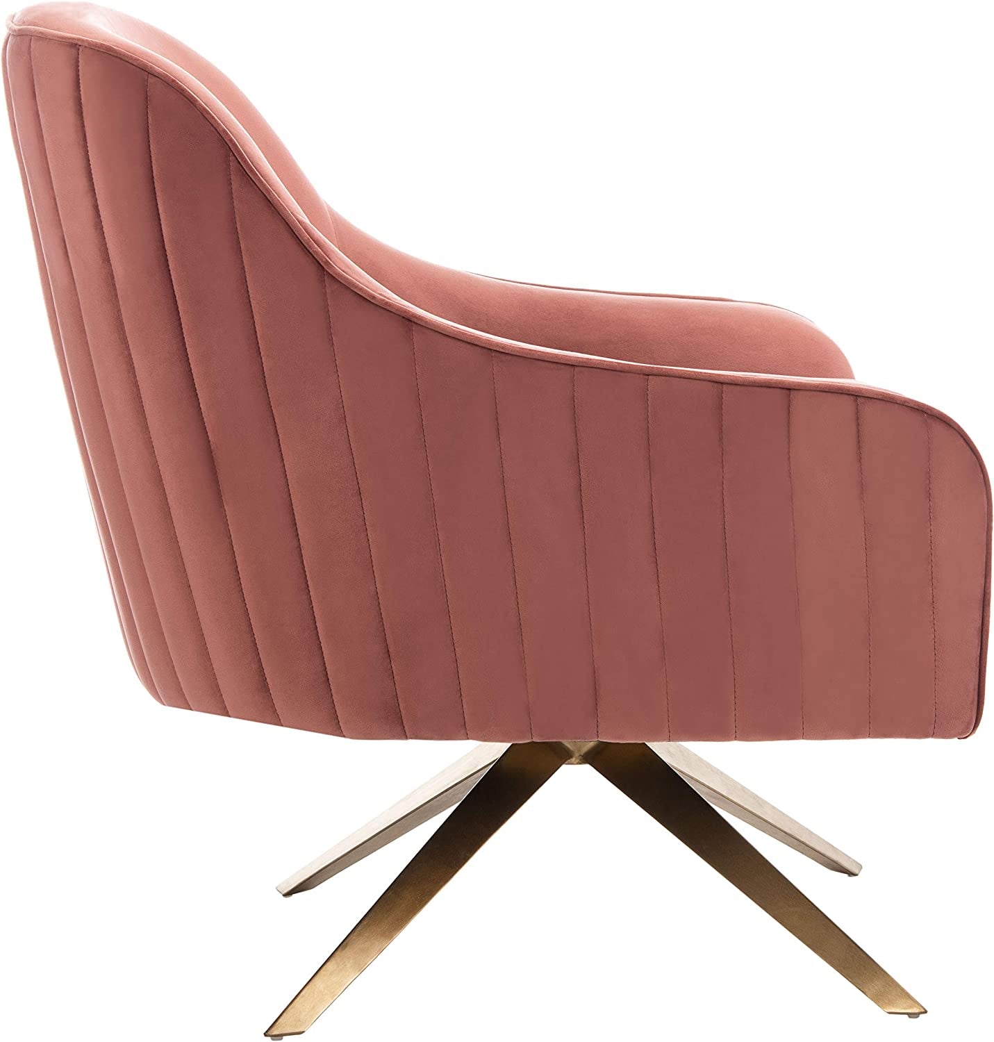 Couture Home Leyla Mid-Century Dusty Rose Velvet Swivel Accent Chair