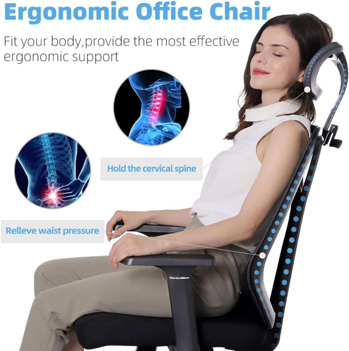 Office Chair Ergonomic Home Office Desk Chairs,Adjustable Height Big and Tall Mesh Computer Chair,Reclining Chair,Comfortable and Ergonomic Gaming Chair for Home Office (Black-1Pack)