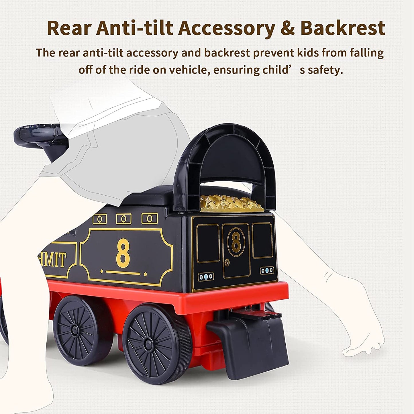 Ride on Train with Track Electric Ride on Toy W/Lights & Sounds Storage Seat Train Toy Ride for Kids Birthday Gift Riding Car Train for Children Baby Toddlers Boys & Girls