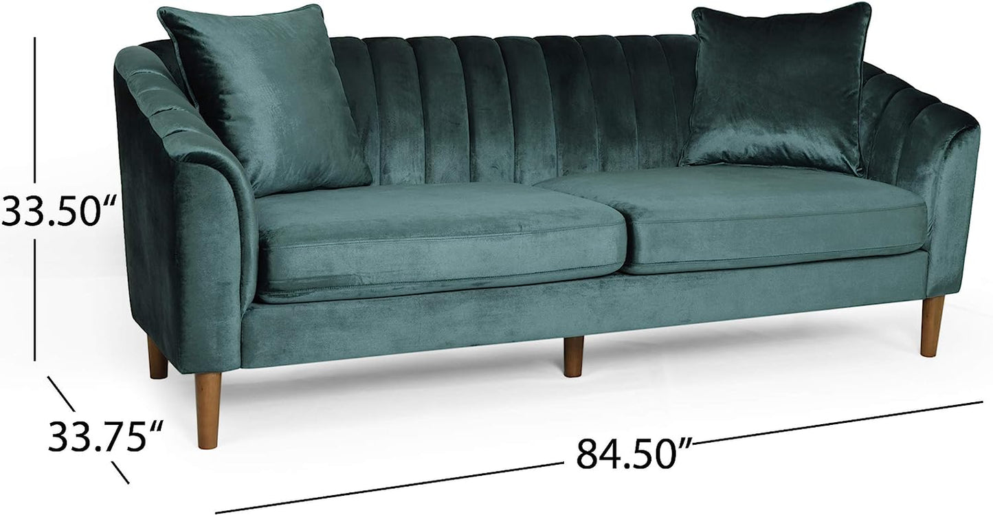 Susan Velvet 3 Seater Sofa, Teal + Dark Brown