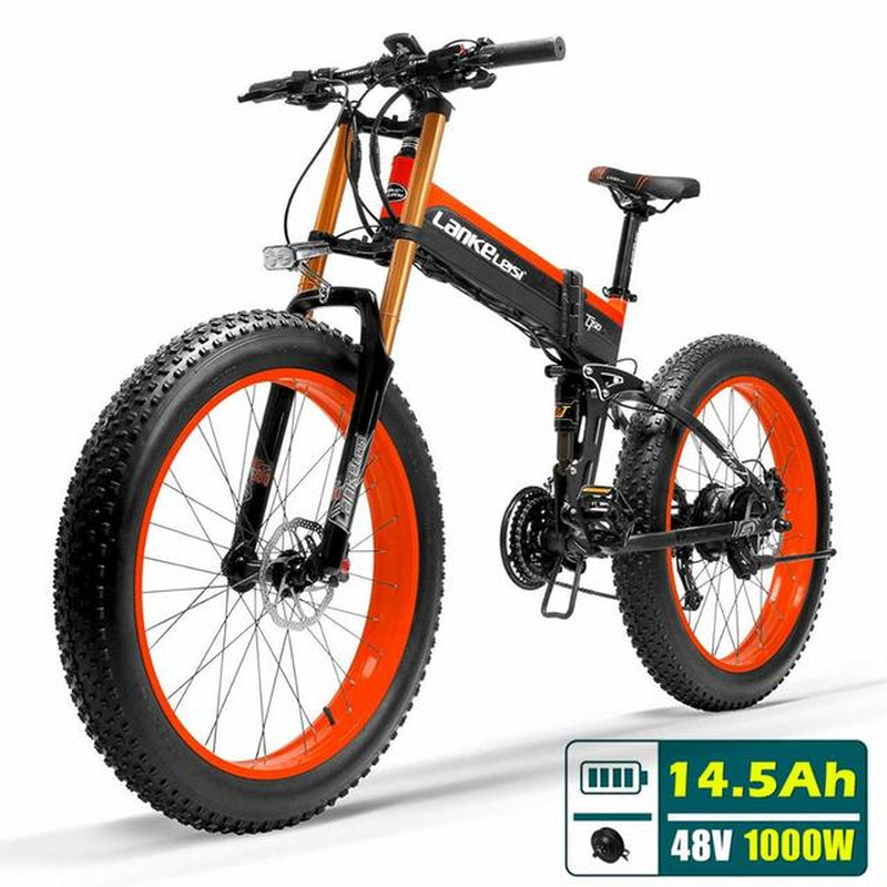 5-Level Pedal Assist Sensor Electric Bike Fat,Upgraded to Downhill Fork,1000W Motor Electric Snow Bike,Top Brand Li-Ion Battery