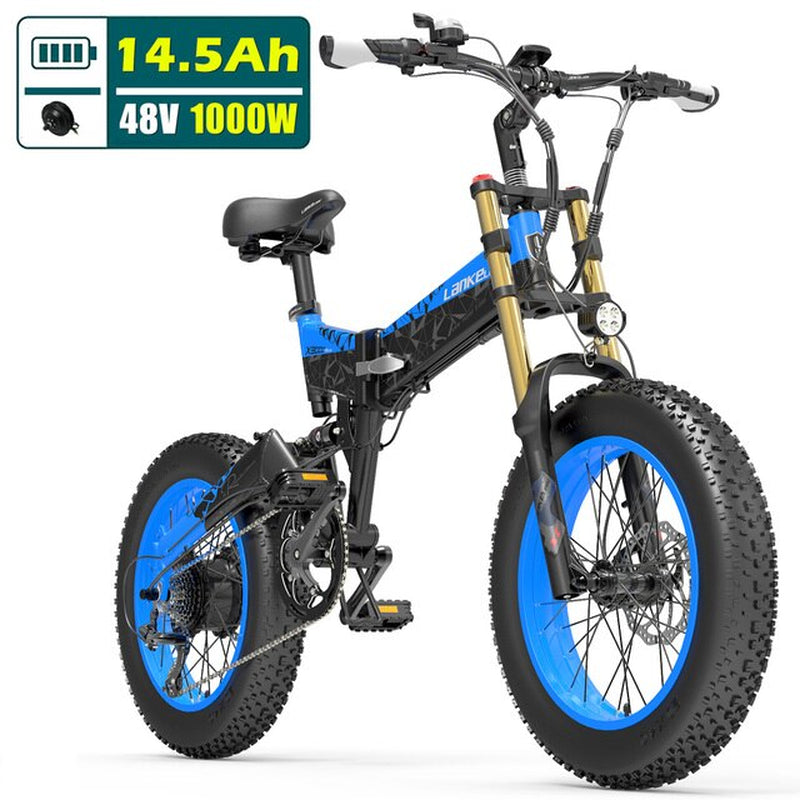 20 Inch 4.0 Fat Tire Snow Bike, Folding Mountain Bike, 1000W Motor, Pedal Assist Bicycle, Upgraded Front Fork,X3000Plus-Up